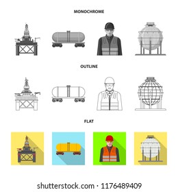 Vector design of oil and gas icon. Set of oil and petrol stock symbol for web.
