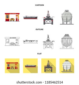 Vector design of oil and gas icon. Collection of oil and petrol stock symbol for web.