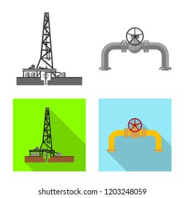 Vector design of oil and gas icon. Collection of oil and petrol vector icon for stock.