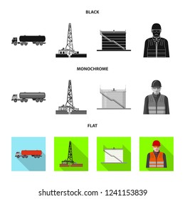 Vector design of oil and gas icon. Collection of oil and petrol vector icon for stock.