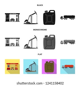 Vector design of oil and gas icon. Collection of oil and petrol stock symbol for web.