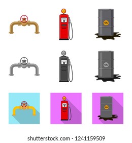 Vector design of oil and gas icon. Collection of oil and petrol stock symbol for web.