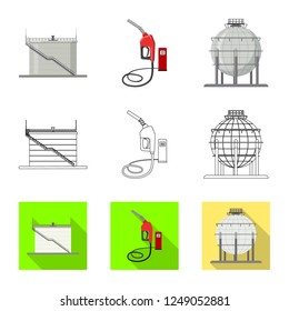 Vector design of oil and gas icon. Set of oil and petrol stock symbol for web.