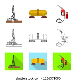 Vector design of oil and gas icon. Collection of oil and petrol stock symbol for web.