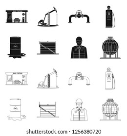 Vector design of oil and gas icon. Collection of oil and petrol stock vector illustration.