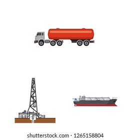 Vector design of oil and gas icon. Collection of oil and petrol stock symbol for web.