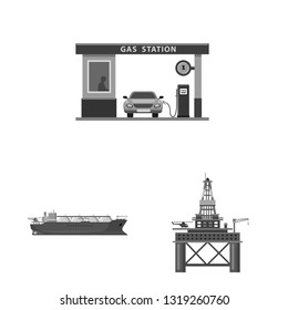 Vector design of oil and gas icon. Set of oil and petrol stock symbol for web.