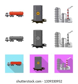 Vector design of oil and gas icon. Set of oil and petrol stock vector illustration.