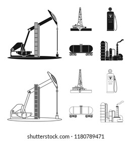 Vector design of oil and gas logo. Collection of oil and petrol stock symbol for web.