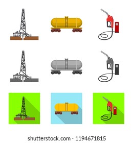 Vector design of oil and gas logo. Collection of oil and petrol vector icon for stock.