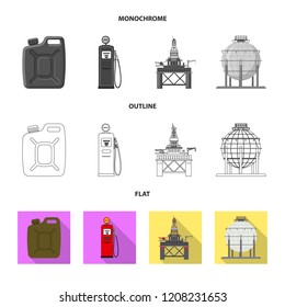 Vector design of oil and gas logo. Collection of oil and petrol stock vector illustration.