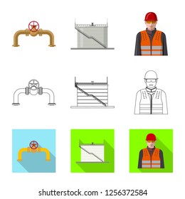 Vector design of oil and gas logo. Set of oil and petrol stock vector illustration.