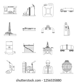 Vector design of oil and gas logo. Collection of oil and petrol stock vector illustration.
