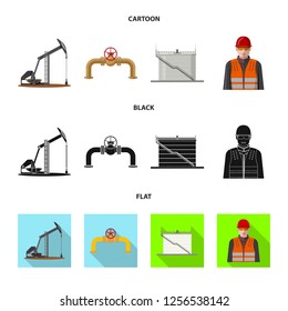 Vector design of oil and gas logo. Collection of oil and petrol vector icon for stock.
