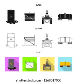 Vector design of oil and gas logo. Collection of oil and petrol vector icon for stock.
