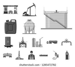 Vector design of oil and gas logo. Set of oil and petrol vector icon for stock.