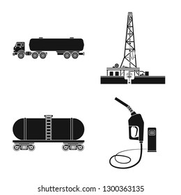 Vector design of oil and gas logo. Set of oil and petrol stock vector illustration.