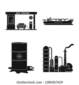 Vector design of oil and gas logo. Collection of oil and petrol vector icon for stock.