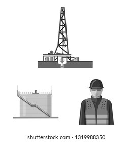 Vector design of oil and gas logo. Collection of oil and petrol vector icon for stock.