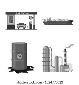 Vector design of oil and gas logo. Set of oil and petrol stock vector illustration.