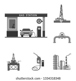 Vector design of oil and gas logo. Set of oil and petrol stock vector illustration.