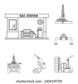Vector design of oil and gas logo. Set of oil and petrol stock symbol for web.