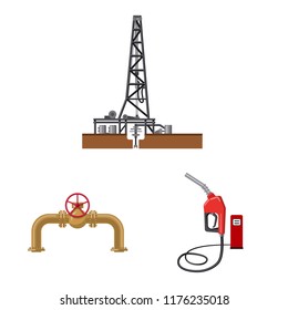 Vector design of oil and gas sign. Set of oil and petrol stock vector illustration.