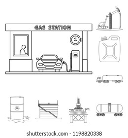 Vector design of oil and gas sign. Collection of oil and petrol vector icon for stock.