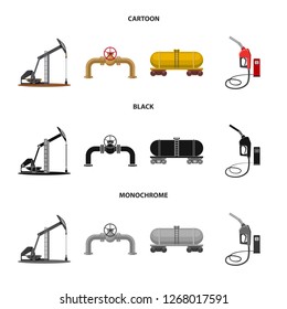 Vector design of oil and gas sign. Collection of oil and petrol vector icon for stock.