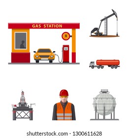 Vector design of oil and gas sign. Set of oil and petrol stock symbol for web.
