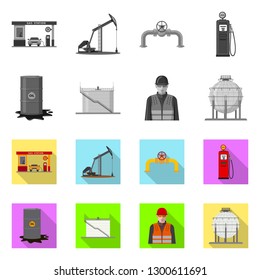 Vector design of oil and gas sign. Set of oil and petrol stock symbol for web.