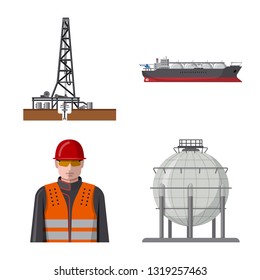 Vector design of oil and gas sign. Collection of oil and petrol stock vector illustration.