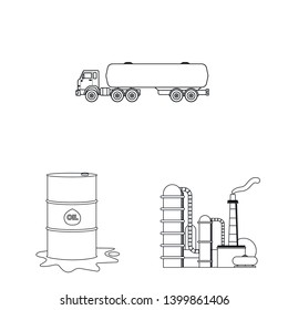 Vector design of oil and gas sign. Collection of oil and petrol stock symbol for web.