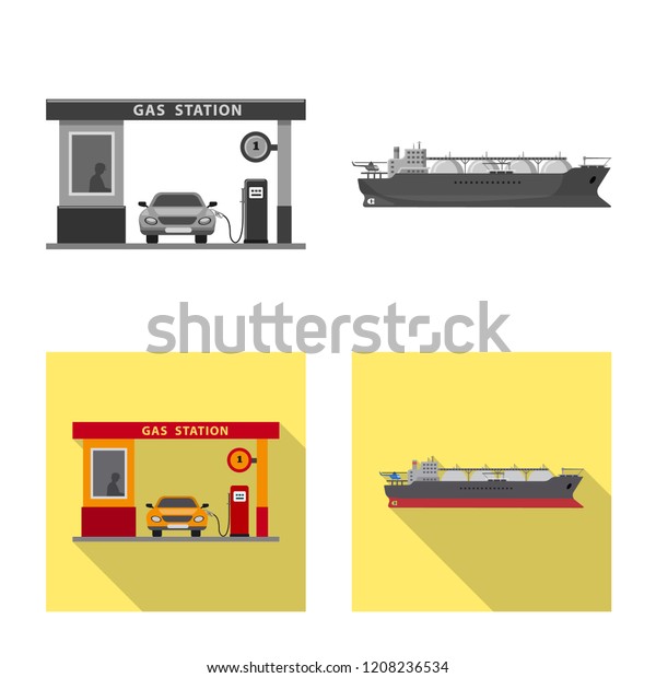 Vector design of oil and gas sign.\
Collection of oil and petrol stock vector\
illustration.