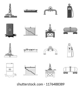 Vector design of oil and gas symbol. Set of oil and petrol stock symbol for web.