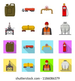 Vector design of oil and gas symbol. Set of oil and petrol stock vector illustration.