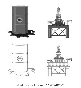 Vector design of oil and gas symbol. Collection of oil and petrol vector icon for stock.