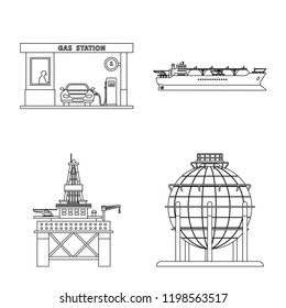 Vector design of oil and gas symbol. Set of oil and petrol vector icon for stock.