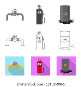 Vector design of oil and gas symbol. Set of oil and petrol vector icon for stock.