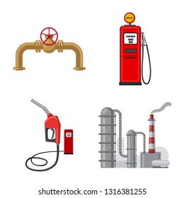 Vector design of oil and gas symbol. Set of oil and petrol stock vector illustration.