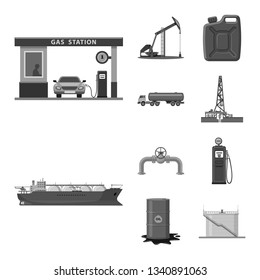 Vector design of oil and gas symbol. Collection of oil and petrol vector icon for stock.
