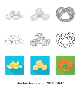 Vector design of Oktoberfest and bar logo. Set of Oktoberfest and cooking stock vector illustration.