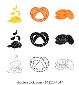 Vector design of Oktoberfest and bar symbol. Set of Oktoberfest and cooking stock vector illustration.