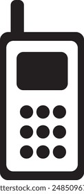 vector design of old telephone black and white symbol