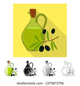 Vector design of olive and fruit icon. Collection of olive and food  stock vector illustration.