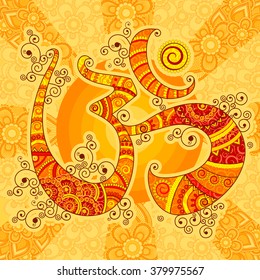Vector design of Om symbol in Indian art style