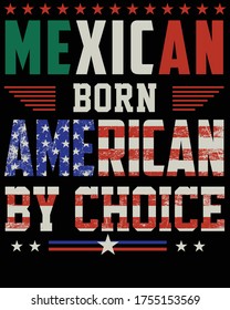 Vector design on the theme of American citizenship, Mexican born  Independent's of United States of America, 
Stylized American flag, typography, t-shirt graphics, print, poster, banner
