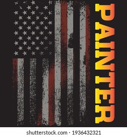 vector design on the theme of American flag, profession, typography, colorful