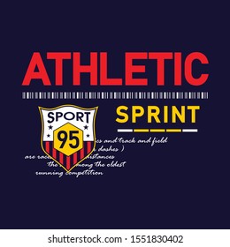 Vector design on the theme of athletic. Sport typography, t-shirt graphics, poster, banner, flyer, print and postcard - Vector 