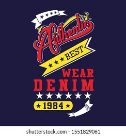 Vector design on the theme of authentic. Sport typography, t-shirt graphics, poster, banner, flyer, print and postcard - Vector 